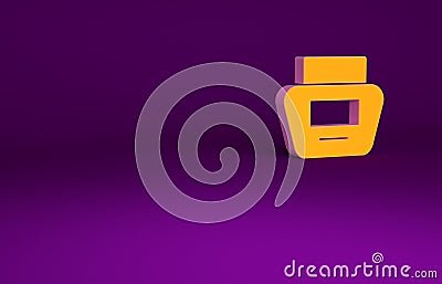 Orange Cream or lotion cosmetic tube icon isolated on purple background. Body care products for men. Minimalism concept Cartoon Illustration