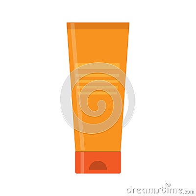 Orange cream tube. Plastic jar for cosmetics. Flat style. Vector Illustration