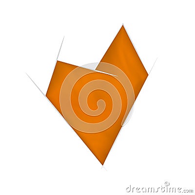 Orange crooked abstract heart with waving effect Vector Illustration