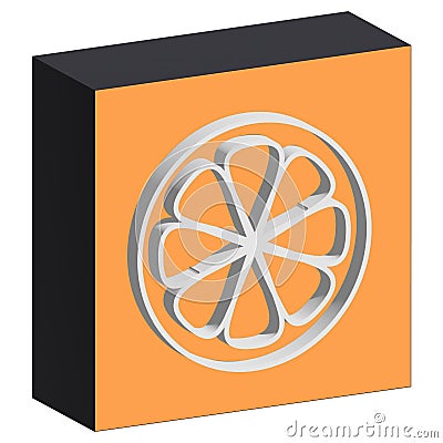 Orange on cube icon Vegetarian and healthy drink 3D illustrations Vector Illustration