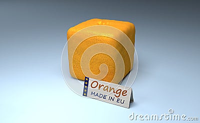 Orange Cube Made In EU Stock Photo