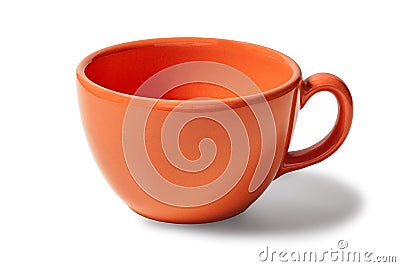 Orange cup of coffee empty on a white background Stock Photo