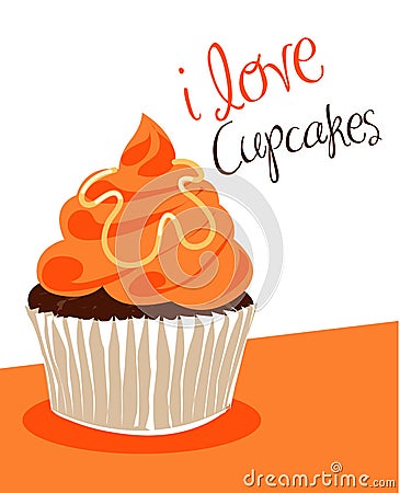 Orange cupcake Vector Illustration