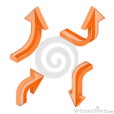 Orange 3d isometric arrows Vector Illustration