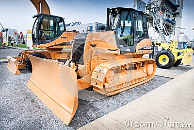Orange diesel bulldozer Editorial Stock Photo