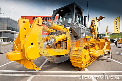 Orange diesel bulldozer Editorial Stock Photo