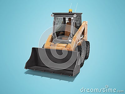 Orange diesel forklift with front bucket isolated 3d render on blue background with shadow Stock Photo