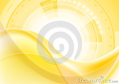 Orange digital technology futuristic wavy background Vector Illustration