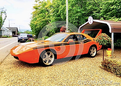 Orange Dodge Challenger RT Sport Car Editorial Stock Photo