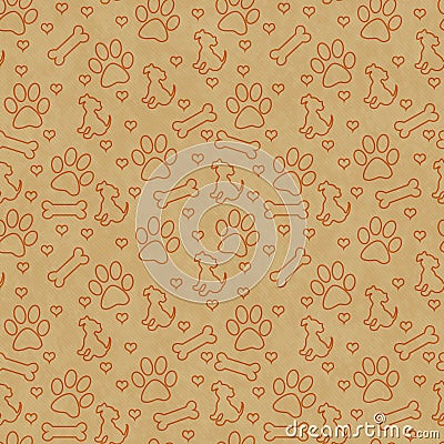 Orange Doggy Tile Pattern Repeat Background Stock Photo