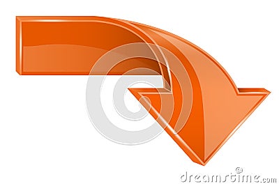 Orange down 3d arrow Vector Illustration