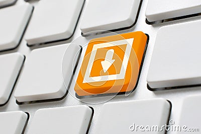 Orange download button Stock Photo