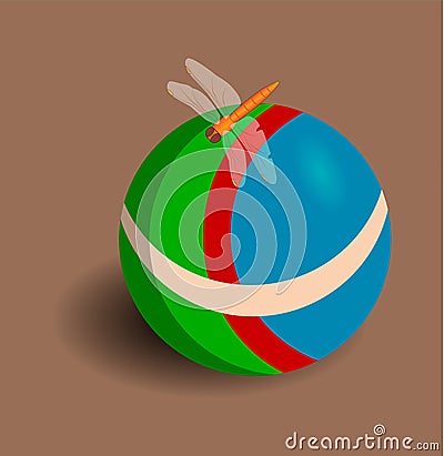 Ball and dragonfly Vector Illustration