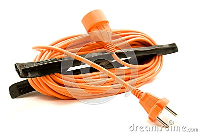 An orange extension cord Stock Photo