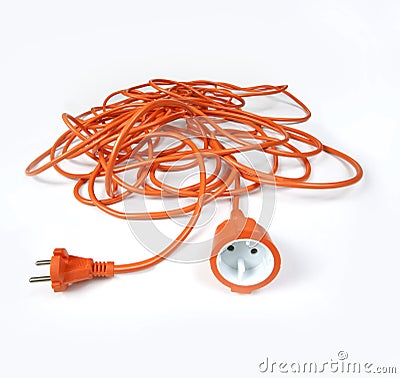 Orange extension cord Stock Photo