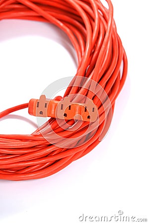 Orange Extension Cord Stock Photo