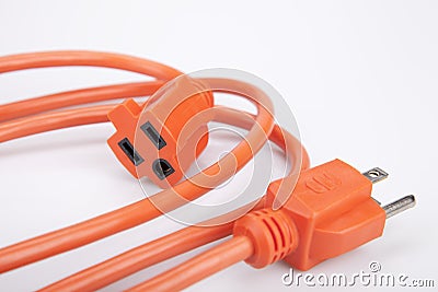 Orange extension cord Stock Photo