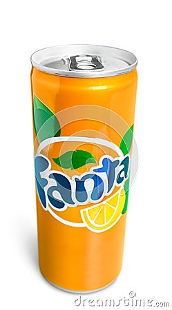 Fanta Orange over white background Editorial Stock Photo