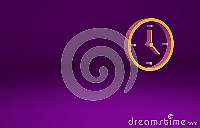Orange Fast time delivery icon isolated on purple background. Timely service, stopwatch in motion, deadline concept Cartoon Illustration