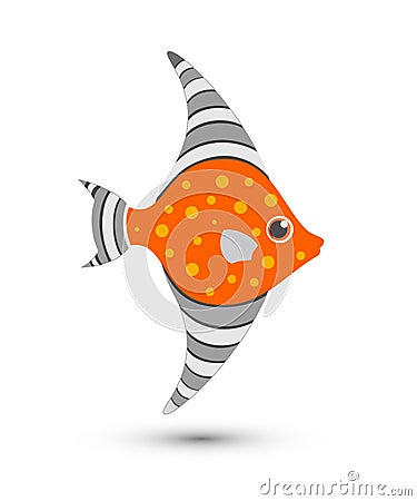 Orange fish. Flat style icon vector. Vector Illustration