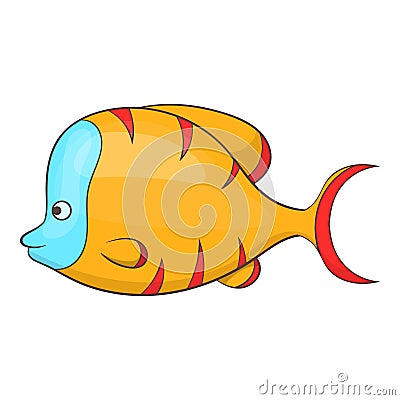 Orange fish icon, cartoon style Vector Illustration