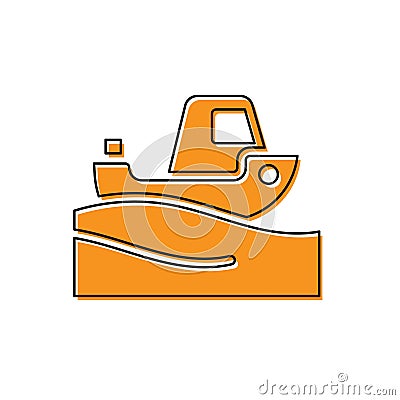 Orange Fishing boat on water icon isolated on white background. Vector Vector Illustration