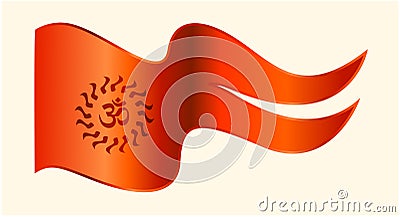 Orange flag with Om hindu sign. Bhagwa vector flag symbol Vector Illustration