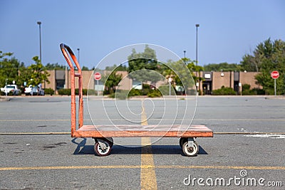 Orange flat bed cart Stock Photo