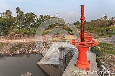 The orange floodgate Stock Photo