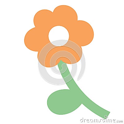 Orange flower icon. Spring and summer floral decorations, stickers. Image png. Stock Photo