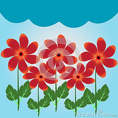 Orange Flower Mini Garden Background Illustration Vector Illustration