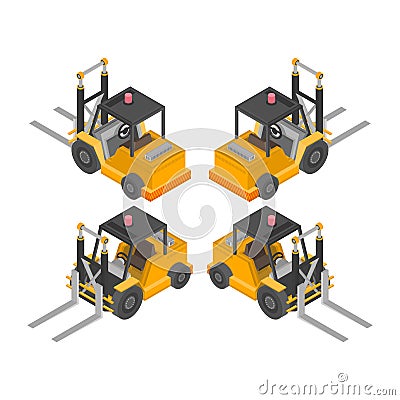 Orange forklift truck. Vector Illustration