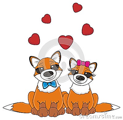 Orange foxes in love Stock Photo