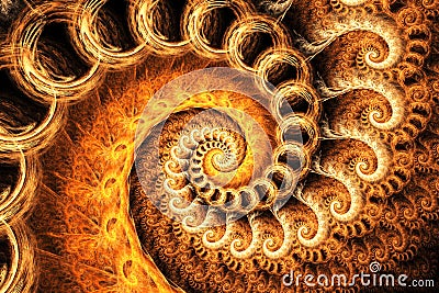 Orange Fractal Spiral Stock Photo