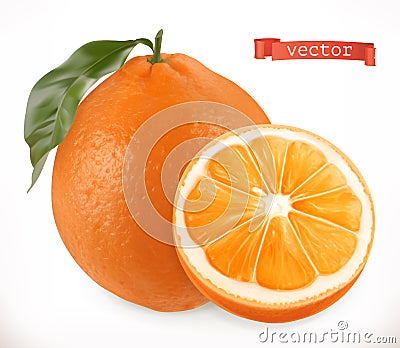 Orange. Fresh fruit 3d vector icon Vector Illustration