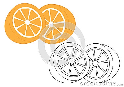 Orange fruit, coloring page. Vector illustration. Vector Illustration