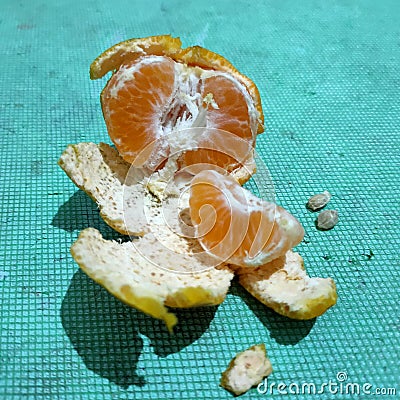 Orange fruit on green Stock Photo