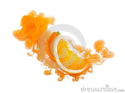 Orange fruit on ink isolated Stock Photo