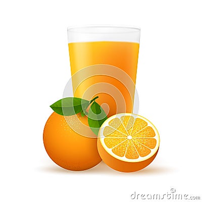 Orange fruit juice glass Vector Illustration