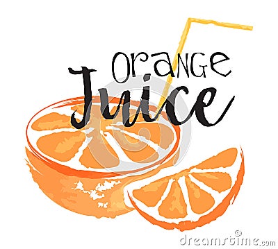 Orange fruit label and sticker Vector Illustration