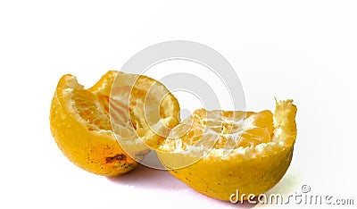 orange fruit with leaf isolated on white background. Full depth of field Stock Photo