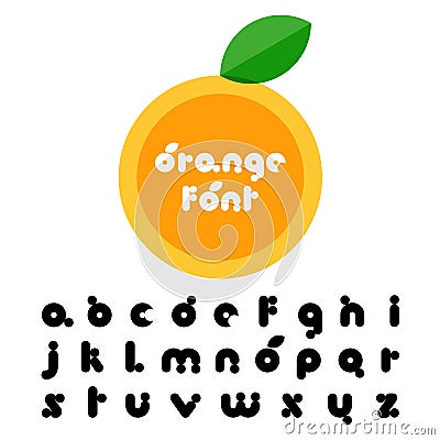 Orange fruit stylized font. Latin decorative alphabet. Vector lo Vector Illustration