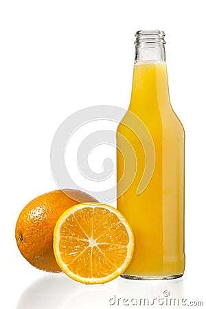 Orange fruits and juice Stock Photo