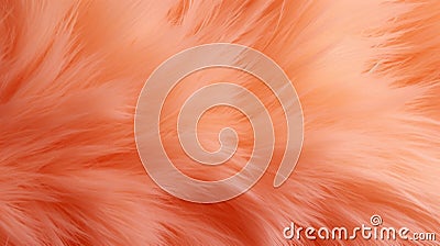 Orange fur texture top view. Coral fluffy fabric coat background. Winter fashion color trends. Girly abstract backdrop, textile Stock Photo
