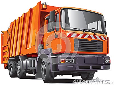 Orange garbage truck Vector Illustration