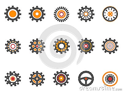 Orange gear and cog icons Vector Illustration