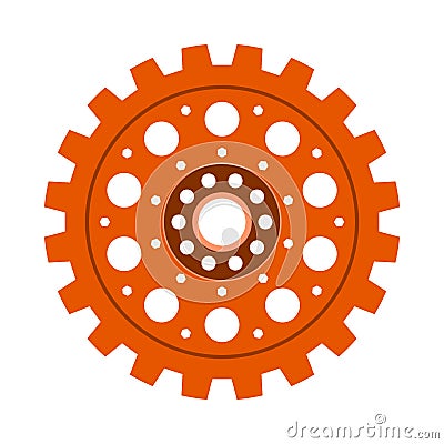Orange gear wheel or cog Vector Illustration