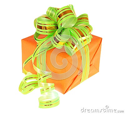 Orange gift box Stock Photo