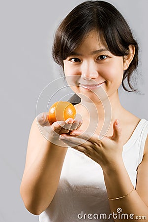 Orange girl Stock Photo