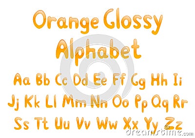 Orange glossy alphabet Vector Illustration